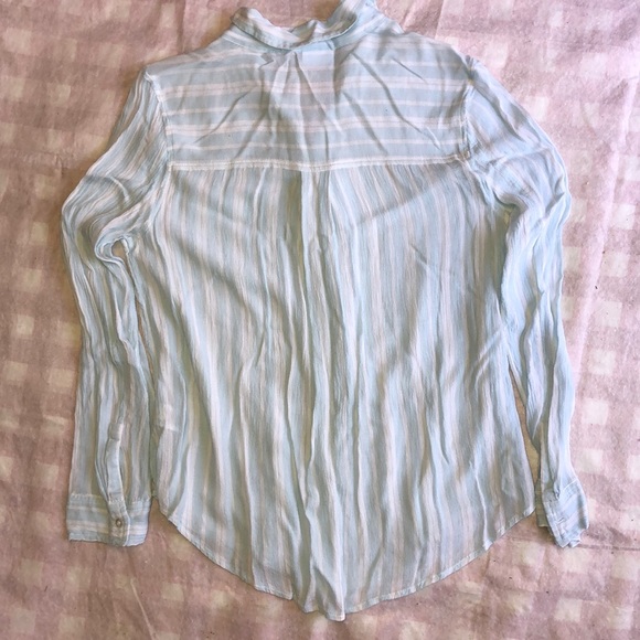 Abound Stripped Tie-Front Long Sleeve Button Down Shirt, Size M - Picture 5 of 10